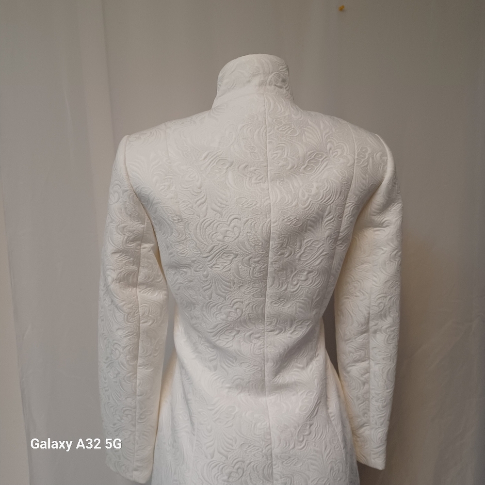 LG Lena Gabrille Ivory Jacquard Long Elegant White Women's SZ 4 Style Jacker Bla - Picture 8 of 15
